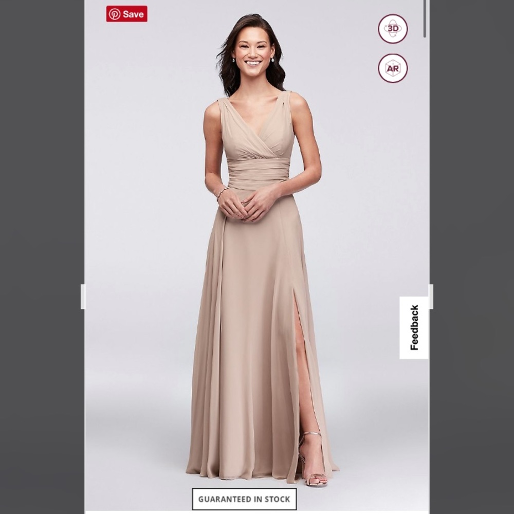 David’s bridal surplice tank long chiffon bridesmaids dress. Size 2.